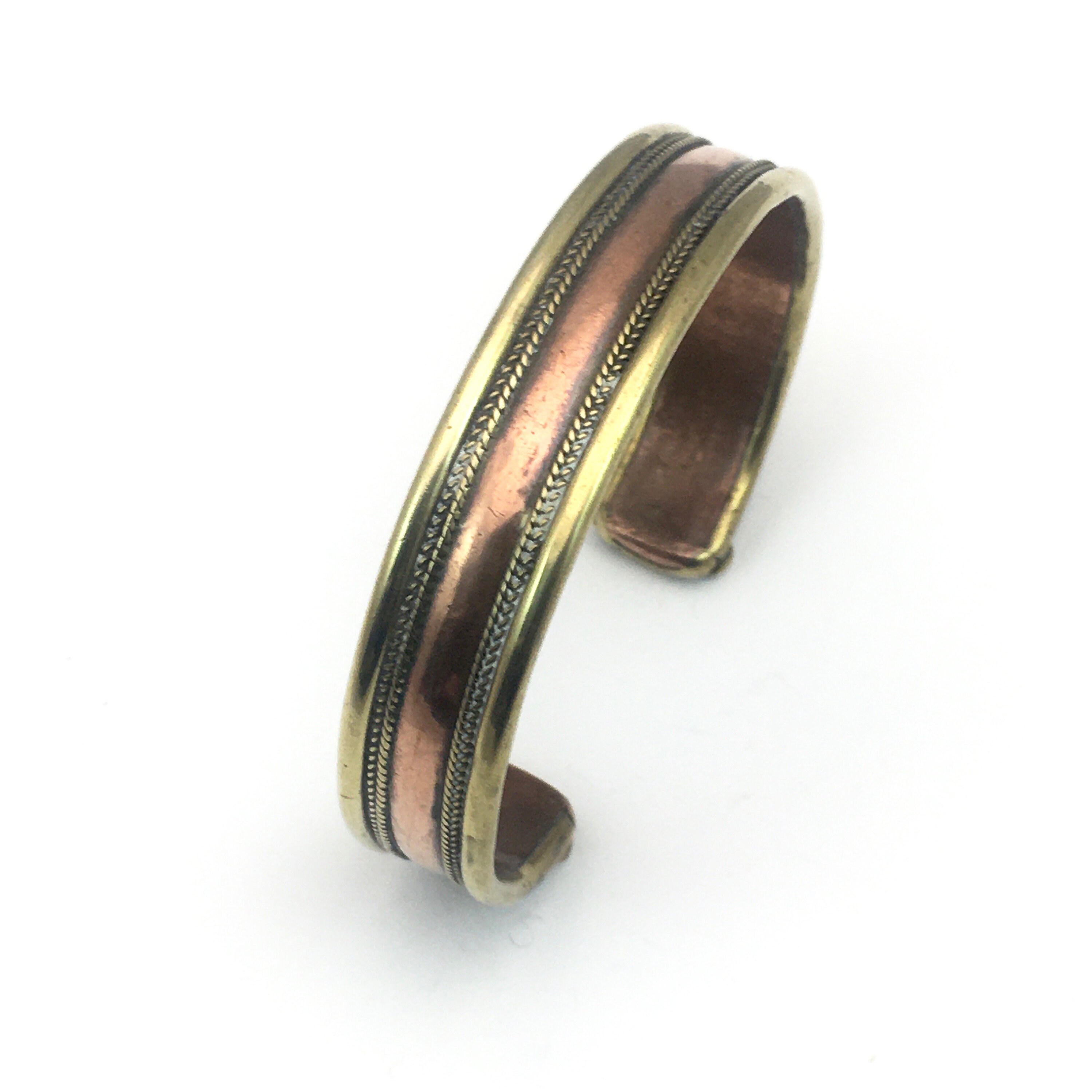 Copper and Brass Cuff Bracelet: Healing Braid