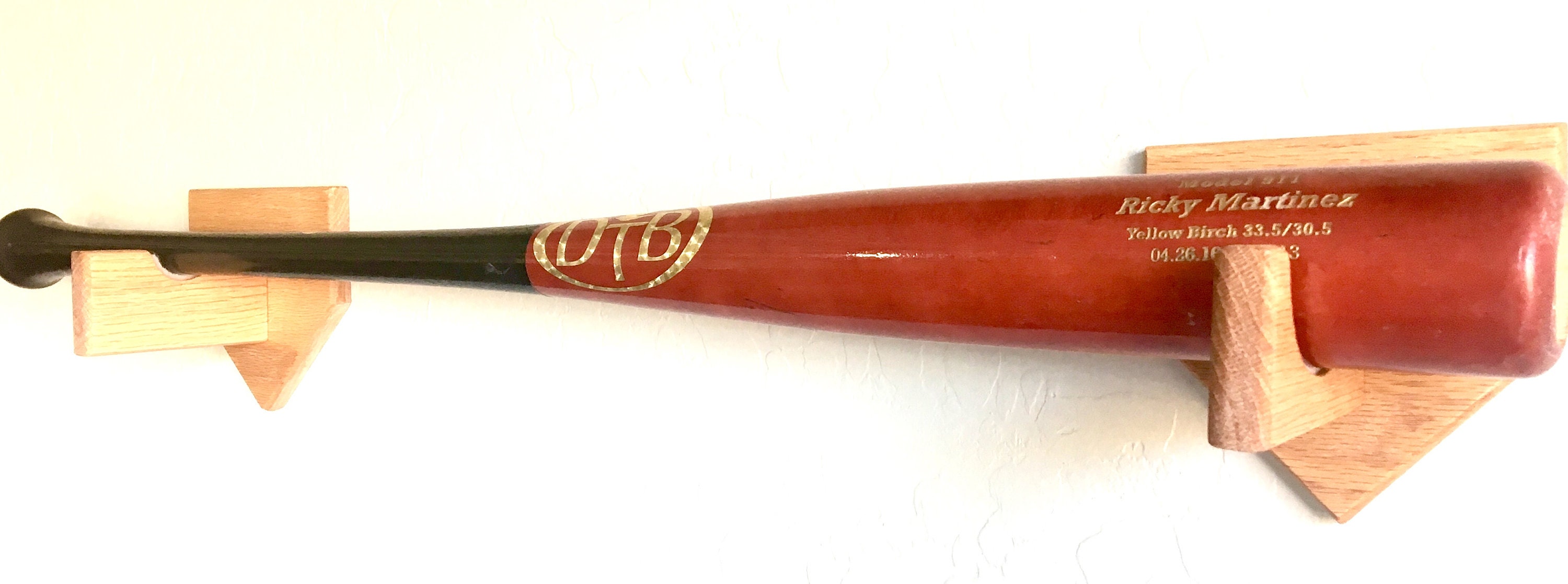 Baseball Bat Holder Horizontal Natural Oak Display Etsy