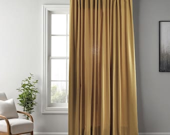 Mustard Yellow Faux Linen Curtain: Extra Long & Wide, Multifunctional Tape