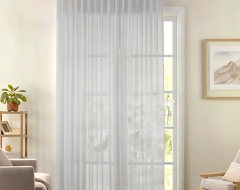 French Pleat Faux Silk Chiffon Sheer Curtain Panel: Light Gray, Extra Long & Wide
