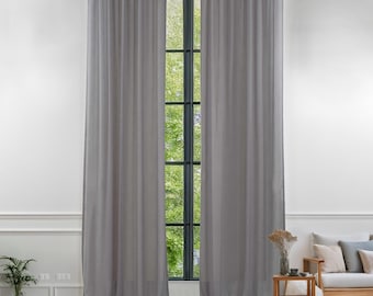 Tenda a pannello in lino grigio (set da 2): extra lunga e larga