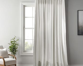 Ecru Faux Linen Blackout Curtain Panel: Extra Long & Wide, 6-in-1 Multifunctional Tape