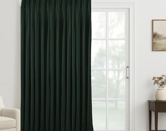 Jungle Green Faux Linen Curtain Panel: Extra Wide, Extra Long, Double Pinch Pleat