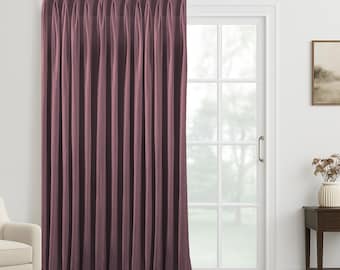 Pink Faux Linen Curtain Panel: Extra Wide, Double Pleated