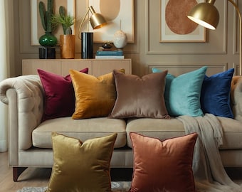 Matte Velvet Cushion Covers: 70 Color Options, Set of 2