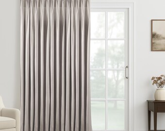Cream Faux Linen Curtain Panel: Double Pinch Pleat, Extra Wide & Long