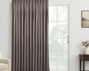 Cappuccino Faux Linen Curtain Panel: Double Pinch Pleat, Extra Wide & Long