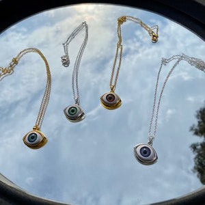 Realistic Eye Necklace- Eye Jewelry- Halloween Jewelry- Handmade- Hypoallergenic