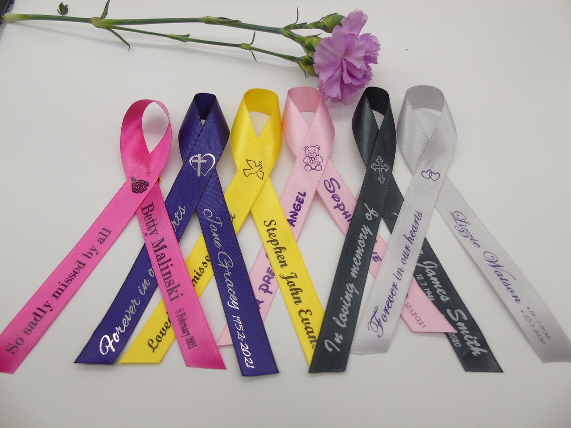 Personalised Funeral Memorial Ribbons Ready to Wear Etsy UK