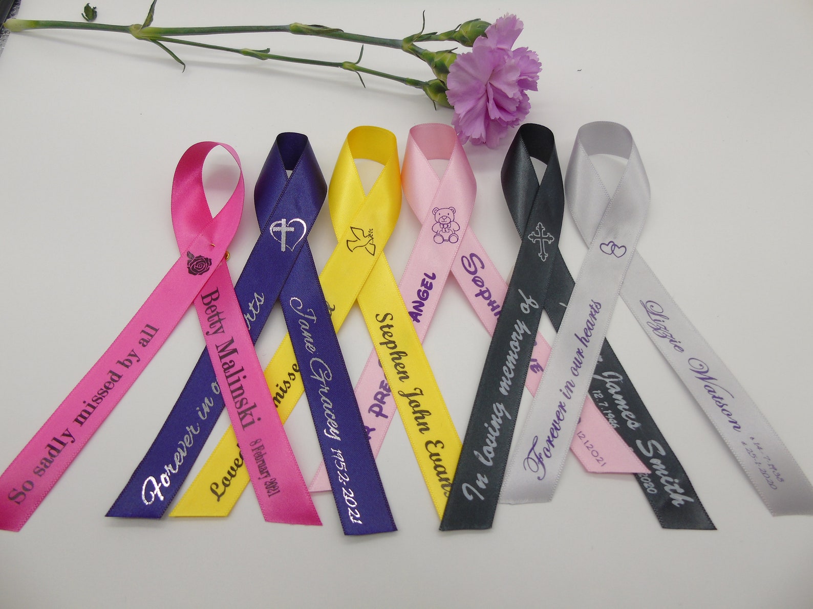Personalised Funeral Memorial Ribbons Ready to Wear Etsy UK