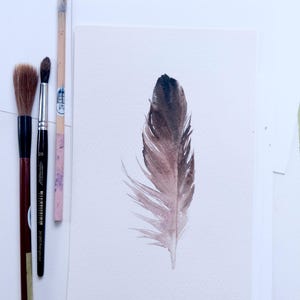 Original feather watercolor – Naturalist illustration – Wall decoration – bird