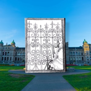 Cartes postales de la reine Victoria - Reine et clôture - humour britannique, illustration, art noir et blanc, fournitures pour journaux indésirables