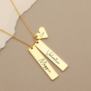 Custom Engraved Necklace For Mom, Vertical Bar Name Necklace, Mother and Multiple Child Name Necklace, Christmas Gift, Gift For Mom