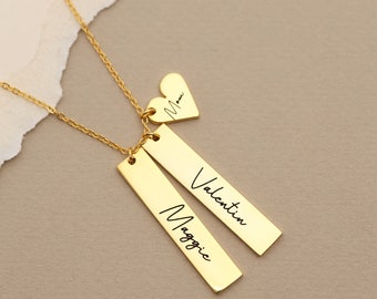 Aangepaste gegraveerde ketting voor moeder, verticale bar naam ketting, moeder en meerdere kind naam ketting, kerstcadeau, cadeau voor moeder