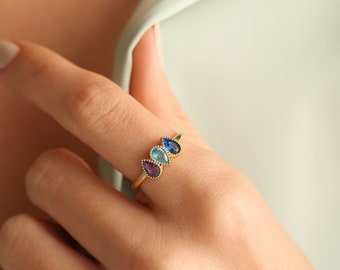 Familie Birthstone Ring, Benutzerdefinierte Birthstone Ring, personalisierte Ring, Birthstone Schmuck, Weihnachtsgeschenk, personalisierte Geschenke für Mama
