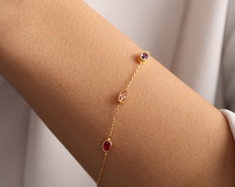 Braccialetto personalizzato con pietra portafortuna, braccialetto con più pietre portafortuna, braccialetto personalizzato per la famiglia, gioielli con pietra portafortuna, braccialetto per mamma e bambino, regalo per lei