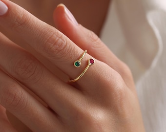 Zierlicher Geburtsstein Ring, Benutzerdefinierter Geburtsstein Ring, Familie Birthstone Ring, personalisierter Ring, Birthstone Schmuck, Weihnachtsgeschenk, Geschenk für sie