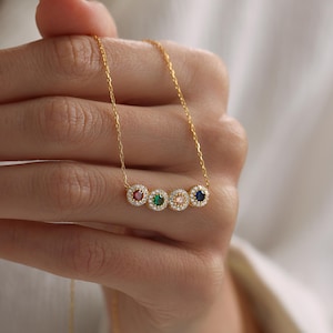 Family Birthstone Necklace, Personalized Birthstone Necklace, Custom Necklace, Meaningful Necklace, Minimalist Necklace, Christmas Gifts