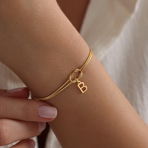 Benutzerdefinierte Anfang Liebe Knot Armband, Symbol der Liebe und Einheit Armband, passende Buchstabe Knot Armbänder für Paare, Geschenk für Sie, Weihnachtsgeschenk