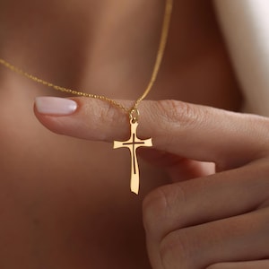 Sterling Silver Cross Necklace, Dainty Christian Necklace, Gift Cross Pendant, Religious Pendant, Christmas Cross Gift, Gift For Christmas