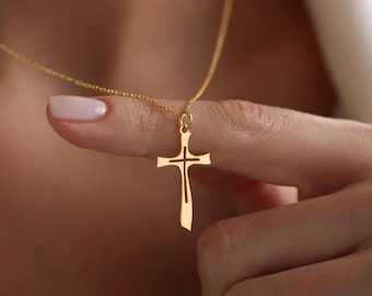 Collar de cruz de plata esterlina, delicado collar cristiano, colgante de cruz de regalo, colgante religioso, regalo de cruz de Navidad, regalo para Navidad