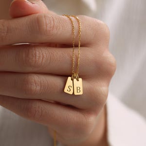 Collar con etiqueta inicial de plata, collar con letras grabadas, collar con inicial de etiqueta familiar, collar con etiqueta de barra personalizada, regalo de Navidad, regalo para ella