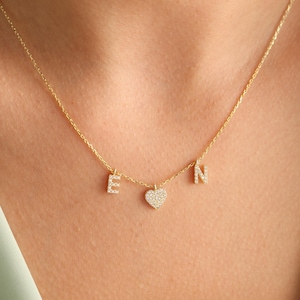 Colar de letras personalizado, colar com nome inicial e coração, colar de coração inicial personalizado, colar de letras, presente para ela, presente de Natal