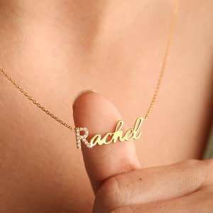 Name Necklace with CZ Stone, Pave Name Necklace, Dainty Name Necklace, Name Jewelry, Personalized Necklace, Gift Necklace, Christmas Gifts