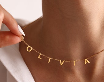 Collana di lettere personalizzate, collana iniziale, collana di lettere, gioielli con nome personalizzato, regalo per lei, regalo per la festa della mamma