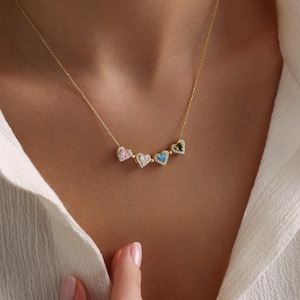Herz vierblättriges Kleeblatt, magnetische Geburtsstein Halskette, personalisierte Birthstone Halskette, Sinnvolle Halskette, Geschenk für sie, Weihnachtsgeschenk