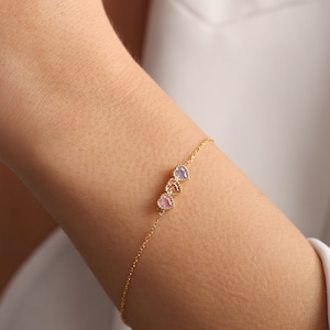 Bracelet de pierre de naissance cardiaque, bracelet de pierres de naissance multiples, bracelet familial personnalisé, bracelet mère et enfant, cadeau de Noël, offrez-lui