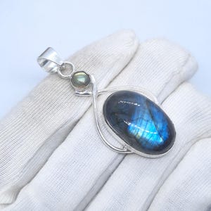 Pendentif labradorite bleue, bijoux pendentif en argent sterling 925, pendentif délicat femme, cadeau de mariage pour elle