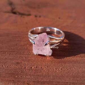 Raw Morganite Sterling Silver Ring - Size 8.5
