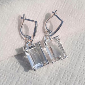 Natural Crystal Quartz Earrings, Silver Earrings, Sterling Silver Earrings, Gemstone Earrings, Mother Gift, Wedding Anniversary Gift