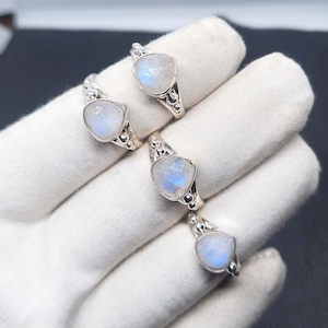 Moonstone Ring, Silver Ring, Faceted Rainbow Moonstone Ring, 925 Sterling Silver Ring, Wedding Ring, Birthstone Ring, Mother Ring