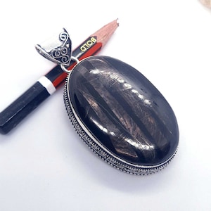 Handmade Hypersthene Pendant: 925 Sterling Silver Bezel, Spiritual Gemstone