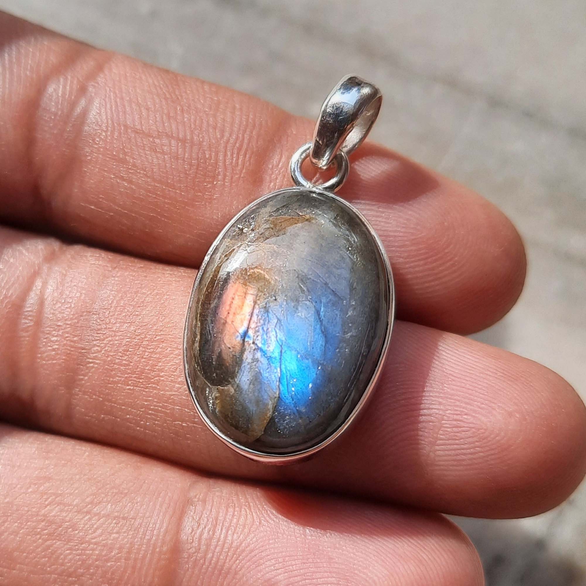 Purple Labradorite Sterling Silver Pendant: Gemstone Jewelry
