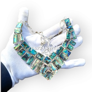 Abalone Shell Necklace: Silver Plated Bohemian Statement Jewelry