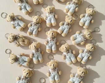 Mini Plush Teddy Bear Keychain: Movable Arms & Legs, Party Favor