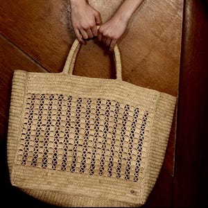 Oversized Crochet Raffia Beach Bag, Handmade Shoulder Tote, Natural Boho Style, Handmade Raffia Tote Bag, Large Crochet Summer Beach Bag