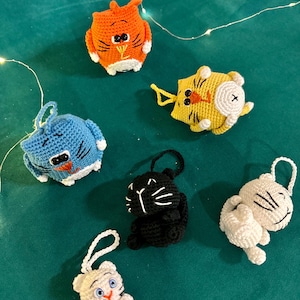 Cat Crochet Car Hanger, Car Cat Hanger, Cat Car Rear View Mirror Holder, Car Hanging Ornament, Crochet Cat Ornament, Cat Crochet Ornament