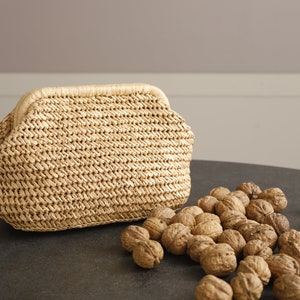 WALNUT Crochet Raffia Clutch Bag, Straw Pouch Clutch, Straw HandBag, Evening Raffia Clutch, Raffia Bag, Raffia Clutch Tote, Christmas BAG