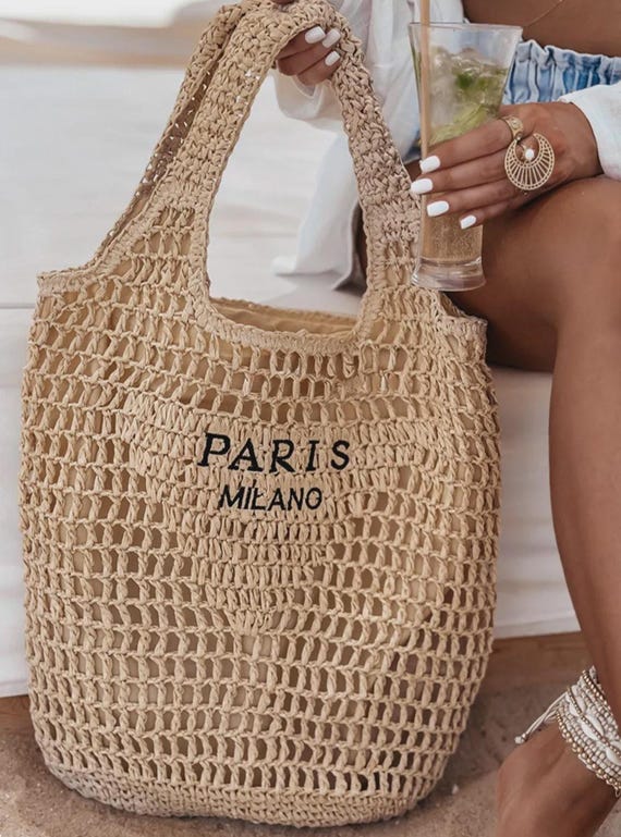 Oversized Paris Milano Beach Bag, Oversized Raffia Summer Tote