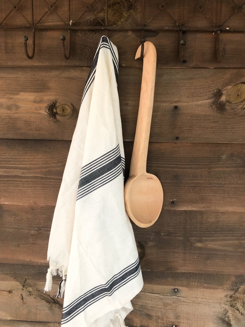 Oversized Handmade Wood Spoon, Vintage Cooking Spoon, Boho Wooden Kitchen Tool, Carved Big Wood Spoon, Handmade Rustic Serving Spoon, 16.5 image 9