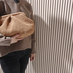 XLarge Straw Clutch, Oversized Straw Cluch, Big Raffia Clutch, Capucciono Clutch, Knitted Bag, Raffia Crochet Clutch, Large Purse Clutch image 7