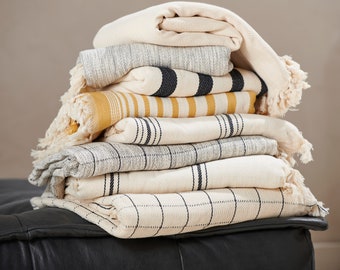 BOHO 100% Turkish Cotton Farmhouse Home Decor Bedspread & Ivory Throw Bed Blanket, Cream Bedspread, Queen Bedspread, Boho Throw Blanket