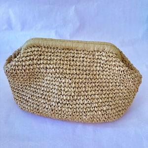 Natural Crochet Raffia Clutch Bag, Natural Mallorty Clutch, Straw HandBag, Woven Raffia Clutch,Raffia Pouch  Bag, Raffia Clutch Bag
