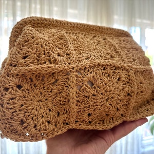 RAFFIA CLUTCH BAG, Raffia Pouch, Crochet Clutch, Straw Bag Clutch, Raffia Bag Purse, Hand-Knitted Clutch, Crochet Raffia Bag, Straw Clutch