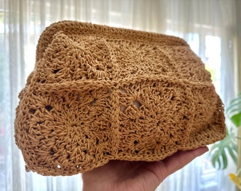 Bolso de mano de rafia, estuche de rafia, bolso de mano de ganchillo, bolso de mano de paja, monedero de rafia, bolso de mano tejido a mano, bolso de rafia de ganchillo, bolso de mano de paja