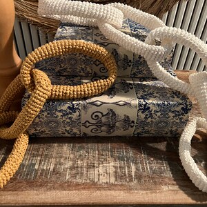 Crocheted Link, Chain Link, Crochet Knot, Wabi Sabi Decor, Wabi Sabi Art, Minimalist Home Decor, Shelf decor, Crochet Decor image 4